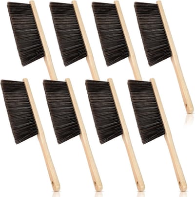 8x Houten Stofborstel Set met Lange Handvatten - Zachte Borstelharen voor Binnen & Buiten Schoonmaken
