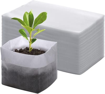 longziming Plantenzakken - Zaadzakken - 200 stuks - Teeltzakken voor Tuinplanten - Zaailingen - Vetplanten - Witte Groei Zak - 14*16CM