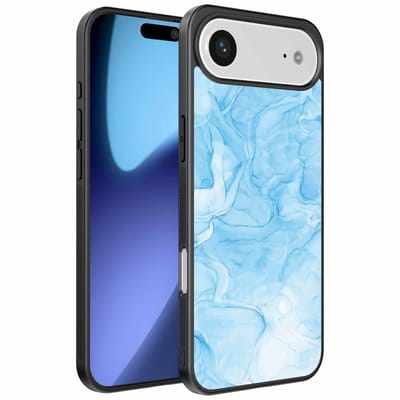 Geschikt voor iPhone Air Telefoonhoesje met marmer opdruk - TPU backcover case marble design - Lichtblauw - Smartphonica geschikt voor iPhone 17 Air