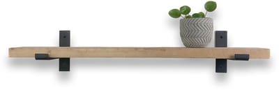 Steigerhouten wandplank 100 x 20 cm inclusief industriële plankdragers - Plankjes aan muur - Wandplank industrieel - Fotoplank