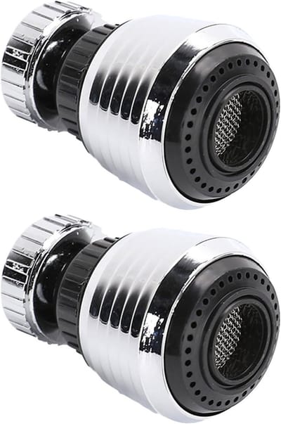 2 Stuks 360° Draaibare Keuken Kraan Spraykop met Dubbele Stand - Vervangingskop voor Keukenkraan, Bubbler en Aerator (Zilver)