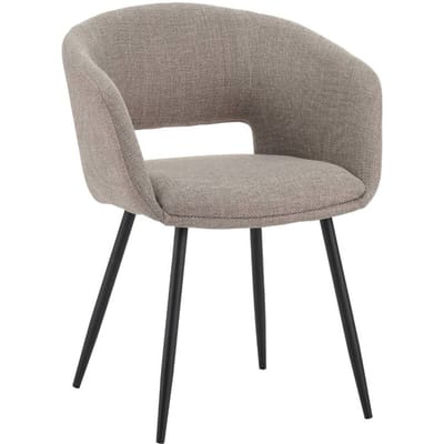 Dimehouse Scandinavische Eetkamerstoel Taupe Stof Kuipvorm Don - Met Armleuningen - Stof - Scandinavisch & Basic