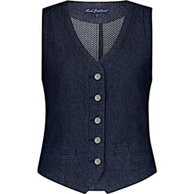 Red Button Gilet Waistcoat Denim Herringbone Srb4587 15 Dark Blue Dames Maat - XL