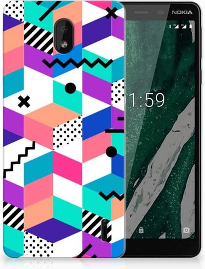 Nokia 1 Plus TPU Hoesje Blokken Kleurrijk