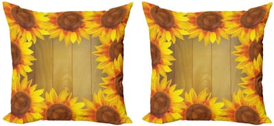 ABAKUHAUS Zonnebloem Kussenhoes Set – 2x45x45 cm – Dubbelzijdig bedrukt – Microfiber