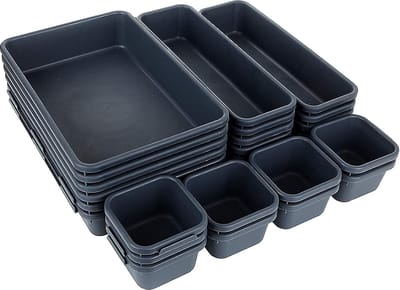 Dailygoods - 24 Delige lade-organizer set voor kantoor en keuken in donkergrijs