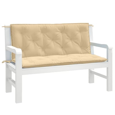 vidaXL - Tuinbankkussens - 2 - st - 120x50x7 - cm - stof - gemêleerd - beige