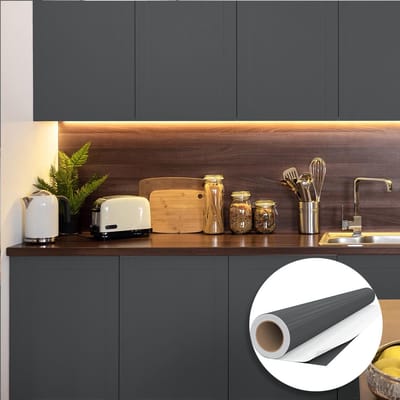 Waterdichte vinyl zelfklevende rol per meter - Afwasbare sticker voor keuken, meubels, kasten, deuren - 60 cm x 20 m - Stormgrijs