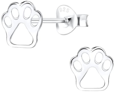 Joy|S - Zilveren kat hond dierenpoot oorbellen - 7 mm - poot afdruk - gepolijst