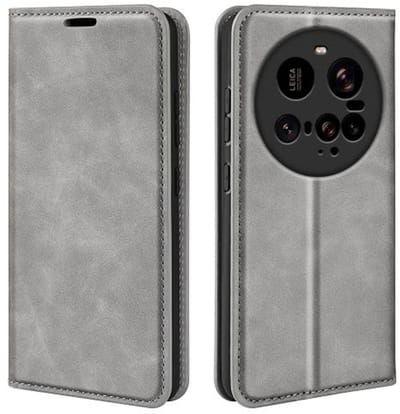 MobyDefend Hoesje - Geschikt voor Xiaomi 15 Ultra - Luxe Wallet Bookcase (Magnetische Sluiting) - Grijs