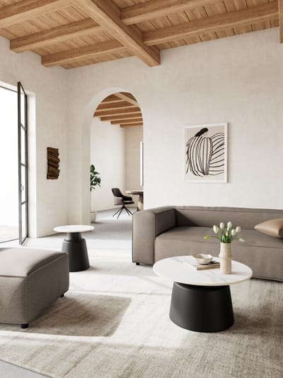 Salontafel Santorini Keramiek Wit Ø70cm - Giga Living
