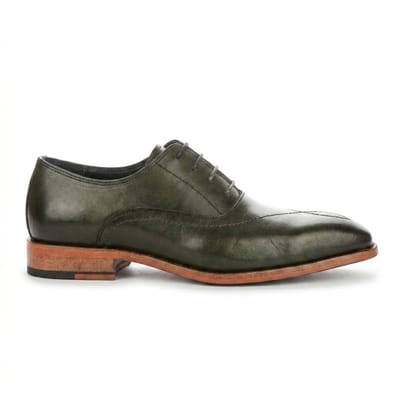 Justin Reess heren groene leren kruissteek met teenkap Oxford schoenen - Jett