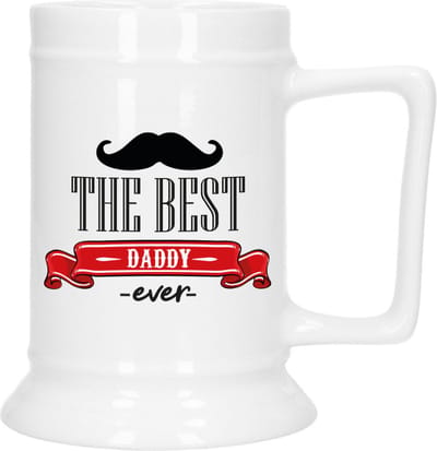 Bellatio Decoration Cadeau Bierpul voor papa - rood - keramiek - 530 ml - Vaderdag