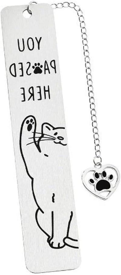 Dailygoods - Kattenbladwijzer, zinklegering metalen esthetiek kitten bladwijzer, schattige dierenboekenlegger voor het lezen van grappig cadeau, metalen boekenlegger met harthanger voor kattenliefhebbers