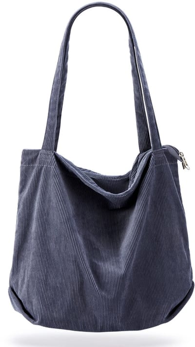 Corduroy Dames Tote Bag – Grote Capaciteit Schoudertas met Rits & Vakken