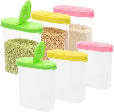 QTTVBTNA - 6 Stuks Kruidenpotjes Set – Transparante Navulbare Gewürzpotjes met Deksel – Kleine Kruidencontainers voor Specerijen, Zout, Suiker, Camping en Keukenopslag