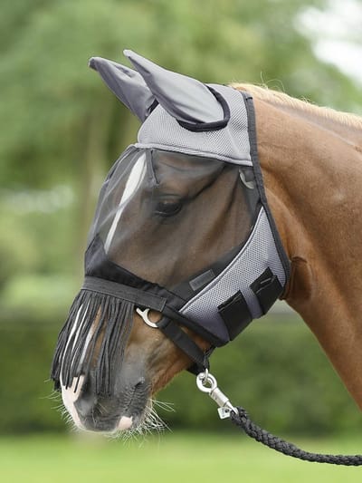Busse Vliegenmasker Fly Cover Fransen-Grey-Cob