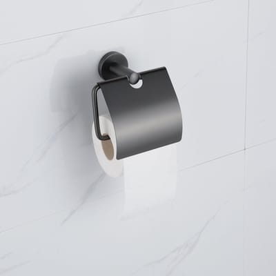 FugaFlow Eccelente Acces - toiletrolhouder - met klep - Geborsteld Gunmetal PVD