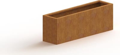 Cortenstaal plantenbak - Rechthoek - 120x30x30cm - Roestkleur - Met bodem - MySteel