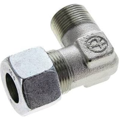 16S & M22x1.5 (con) Verzinkt Stalen L-Vorm Snijringkoppeling Buitendraad 400bar ISO 8434-1