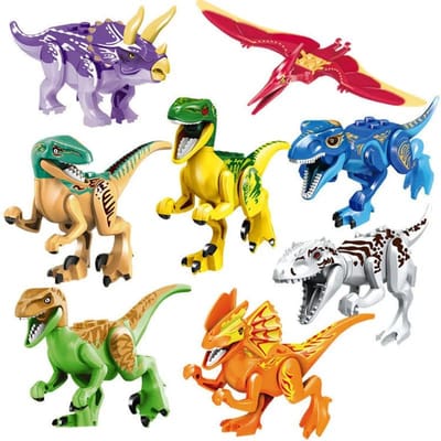 8 Stuks/set Jurassic Dinosaurus Blokken Speelgoed Jurassic Actiefiguren Modellen Bouwstenen Speelgoed Compatibel met Dinosaurus