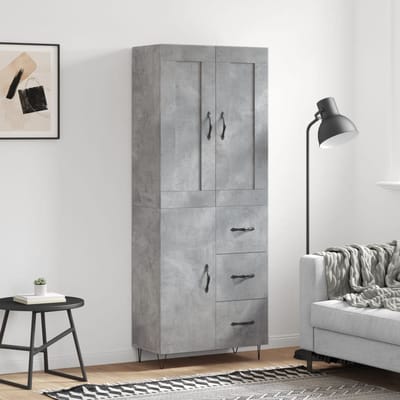 vidaXL - Hoge - kast - 69,5x34x180 - cm - bewerkt - hout - betongrijs