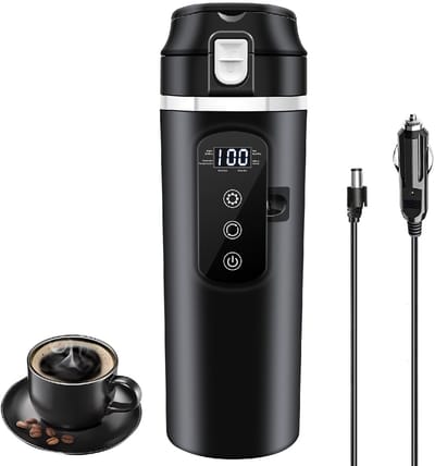 longziming -Elektrische Auto Waterkoker 500 ml – Draagbare Reisbeker met Touchbediening – Lekvrij & BPA-vrij – Voor Auto, Camper en Reizen