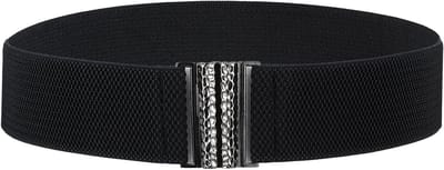 Brede Zwarte Elastische Riem voor Dames - Vintage Rekbare Tailleband voor Jurken en Casual Outfits