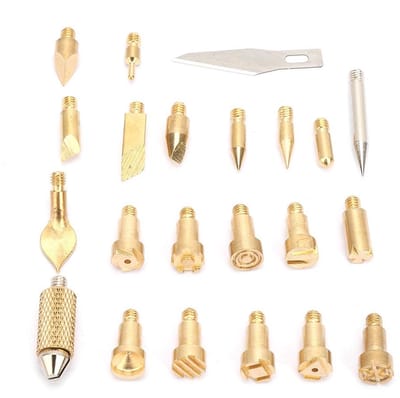 Allecto - Messing Soldering Iron Tips - 22-delige set - Geschikt voor Pyrography - Houtbewerking - 60W - Precisie en kwaliteit - Voor hobbyisten - ..