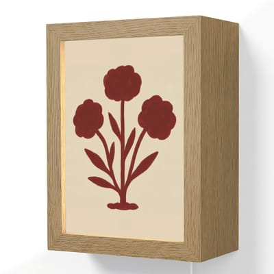 Wandlamp 15x20 cm - Oplaadbaar - Bloemen - Bladeren - Rood - Minimalistisch - Wandlampen binnen woonkamer - Slaapkamer lamp met kabel - Decoratieve nachtlamp - Vloerlamp snoer