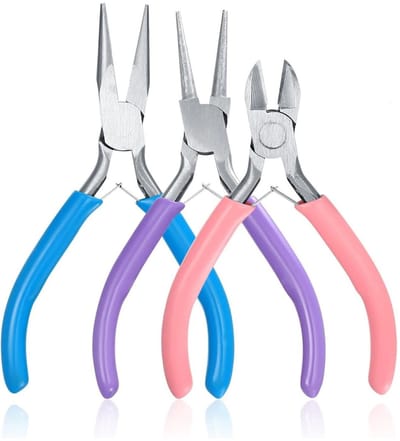GELLDG 3 Stuks Tangensets - Sieraden Tangen Set met Spitang, Kettentang en Draadsnijtang - Geschikt voor Sieradenmaken - Rubberen Grepen, Dubbele Veer - Gemaakt van Staal - Drie Maten