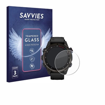 Savvies - Glas Screenprotector voor Garmin Descent Mk3i (43 mm) - Gehard Beschermglas 9H 3 Stuks