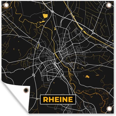 Tuin poster Stadskaart – Plattegrond – Duitsland – Goud – Rheine – Kaart - 200x200 cm - Tuindoek