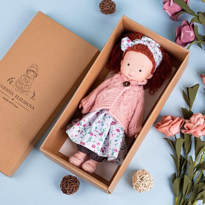 Poupée Waldorf Native d'Artiste Kawaii Peluche Cartoon Peluche Poupée en Peluche Mignonne Douce Poupée Faite à la Main Jouet Cadeau pour Enfants brown