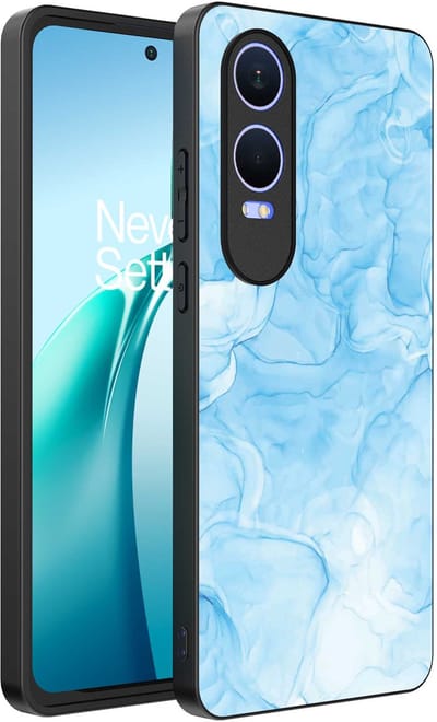 Smartphonica Telefoonhoesje Geschikt voor OnePlus Nord CE 4 Lite met marmer opdruk - TPU backcover case marble design - Lichtblauw geschikt voor OnePlus Nord CE 4 Lite