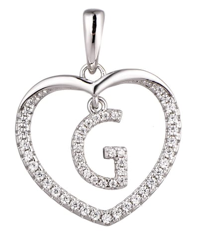 N3 Collecties 925 Hartje zilver Ketting met Hanger -Letter G
