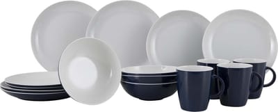 Gimex Solid Line Servies - Blauw & Wit - 16-Delig