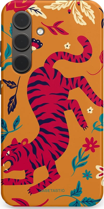 Casetastic Hoesje Geschikt voor Samsung S24 - Stijlvolle Beschermende Duo-layer Case - Zonnetijger