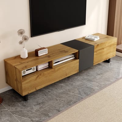 MIVRAY Tv Meubel - Kleurblok Design Met 3 Deuren En 2 Open Vakken - Opbergen In Woonkamer - Spaanplaat - 170x36,5x42 Cm