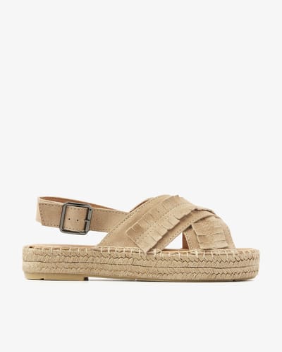 VIA VAI Mondi Noel Espadrilles Dames - Suède - Beige - Maat 40
