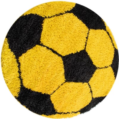 Muratap Fun voetbal kinderkamer rond vloerkleed hoogpolig 100 cm