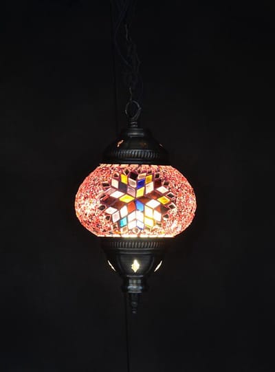 Turkse hanglamp - mozaïek bol 12 cm roze - 1 stuk - handgemaakt en authentiek