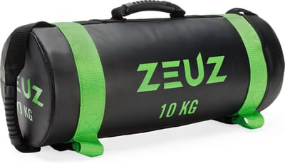 ZEUZ Powerbag 10 KG – Core Power Bag voor Fitness & CrossFit – Sandbag & Gewichtzak - 55 x 22 cm – Zwart & Groen