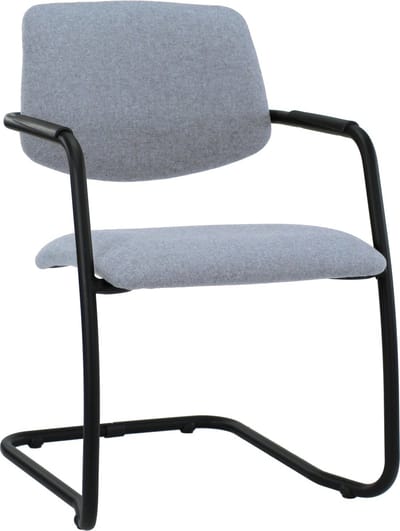 Workliving Vergaderstoel X5 - Sledeframe - Wolvilt Fenice 351 zachtblauw - frame zwart