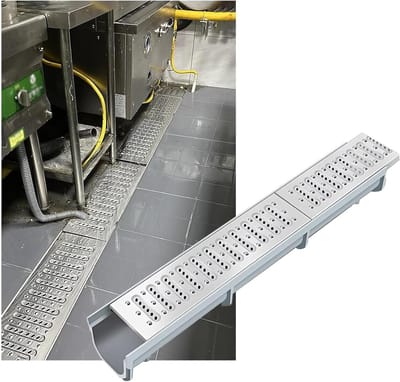 Kanaal Drainage Kit - Waterafvoer Systeem - Oprit Terras - Roestvrij Staal Rooster - 60 of 100cm