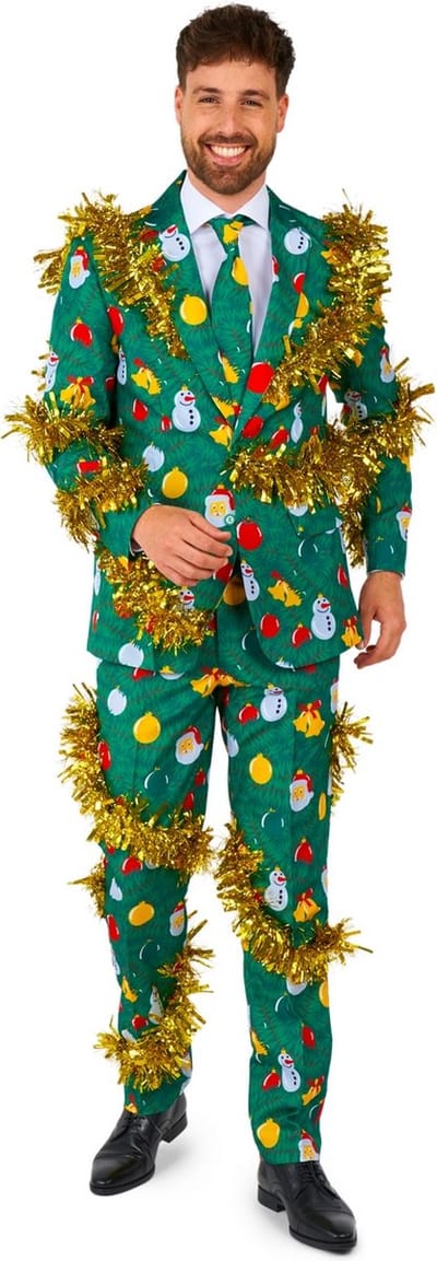 Suitmeister Groen Slinger Pak - Kerst Kostuum - Heren Kerstpak - Kerst Outfit - Groen - Maat: S