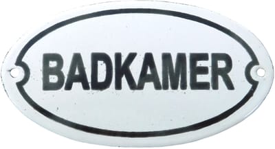 Bordje emaille "badkamer" voor op de deur