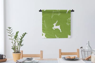 Wandkleed - Wanddoek - Hert - Groen - Patronen - 60x60 cm - Wandtapijt