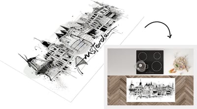 Keukenloper - Loper keuken - Amsterdam - Zwart - Wit - 120x60 cm - Keukenloper vinyl