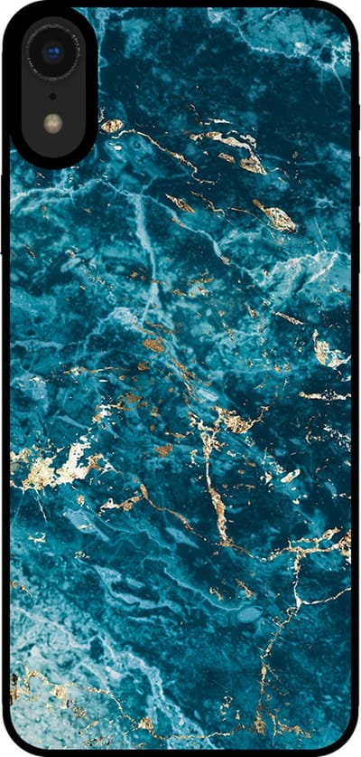 Smartphonica Telefoonhoesje voor iPhone Xr met marmer opdruk - TPU backcover case marble design - Blauw geschikt voor Apple iPhone XR